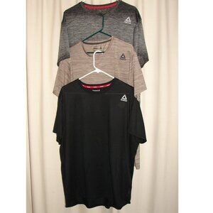 Reebok Men's Short Sleeve Activewear SHIRT x 3, Size 2XL, Black Tan Gray
